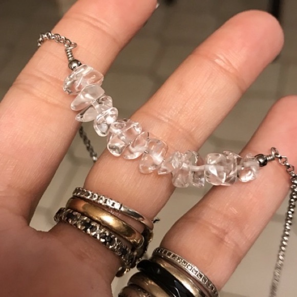 Double layer amethyst & crystal quartz necklace - Picture 6 of 8